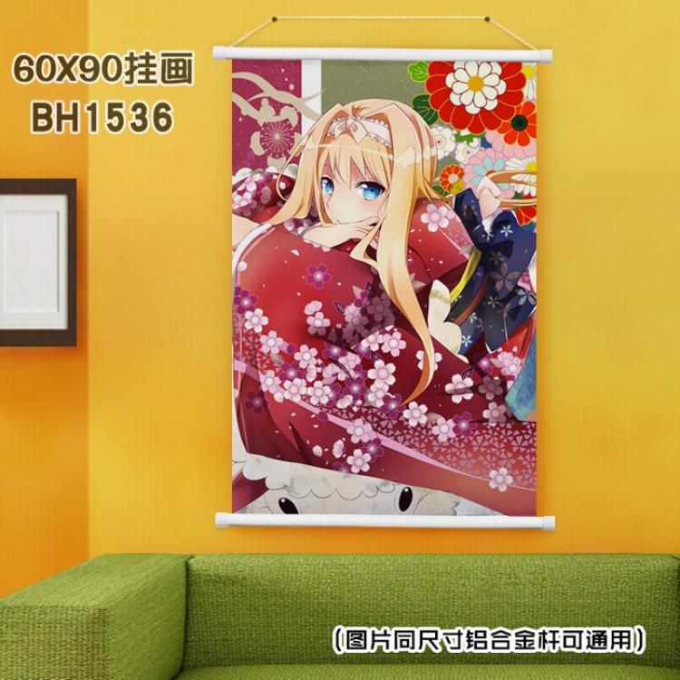 Sword Art Online White Plastic rod Cloth painting Wall Scroll 40X60CM BH-1536