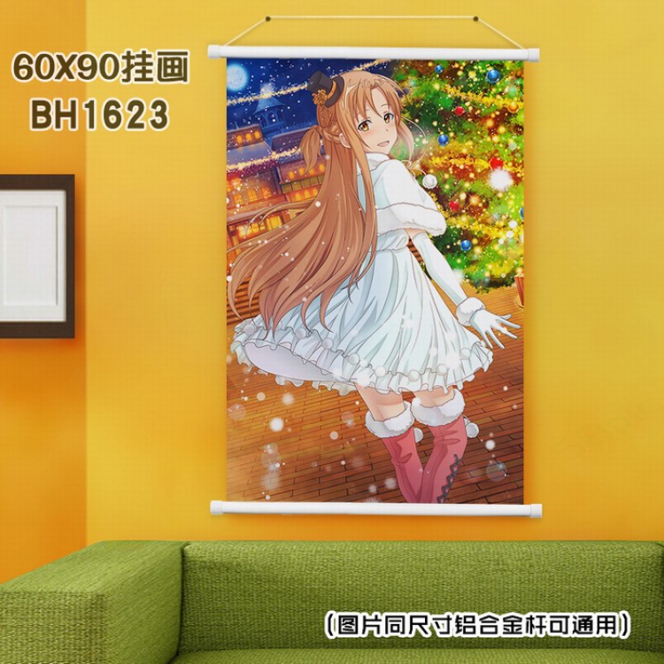 Sword Art Online White Plastic rod Cloth painting Wall Scroll 40X60CM BH-1623