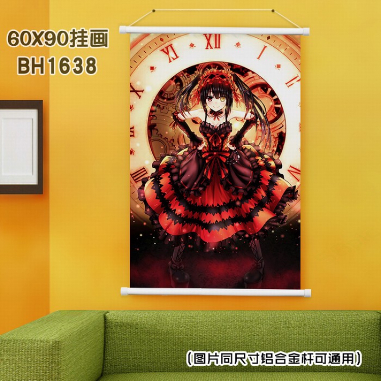 Date-A-Live White Plastic rod Cloth painting Wall Scroll 40X60CM BH-1638