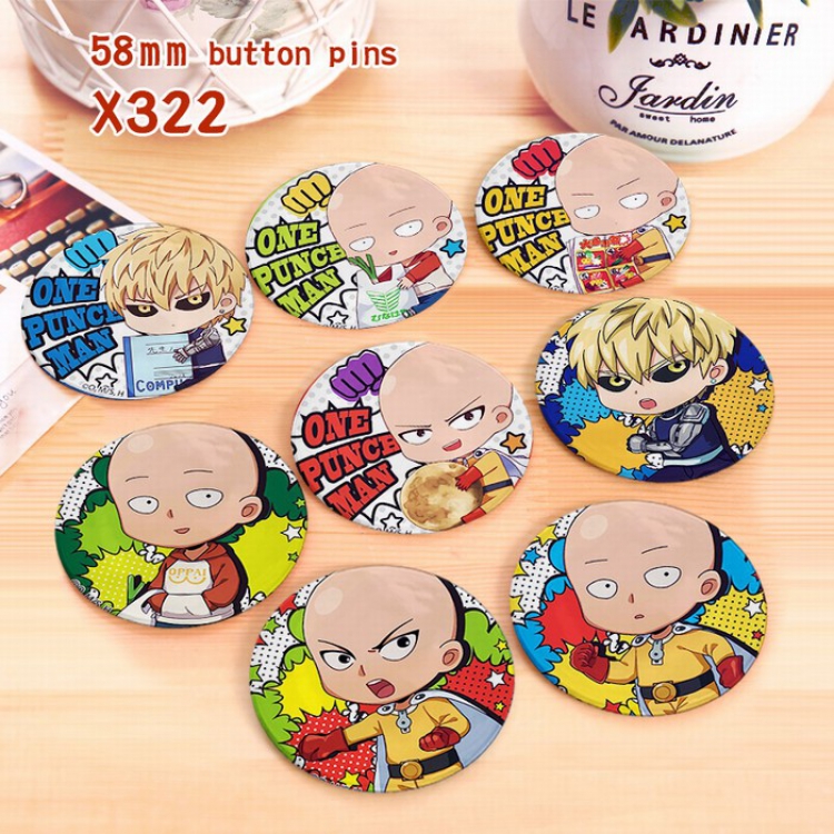 One Punch Man a set of 8 Tinplate coated Badge Brooch 6CM X322