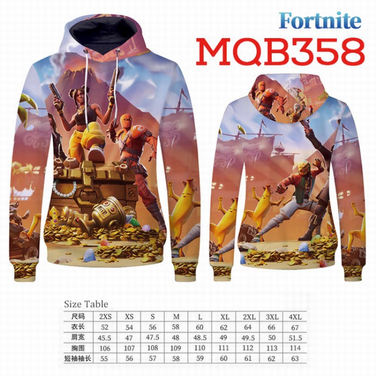 Fortnite Full Color Long sleeve Patch pocket Sweatshirt Hoodie 9 sizes from XXS to XXXXL MQB358