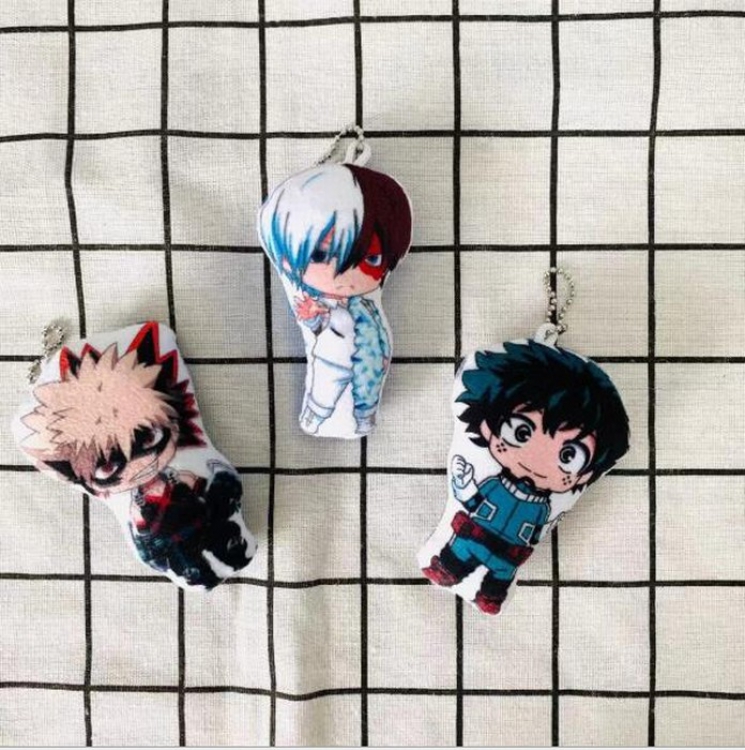 My Hero Academia a set of 3 Plush doll keychain pendant 10CM Style B