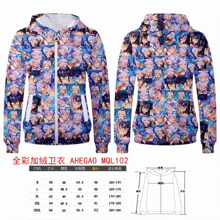 AHEIGAO Full color plus velvet hooded zipper Sweatshirt Hoodie coat M L XL XXL XXXL MQL102