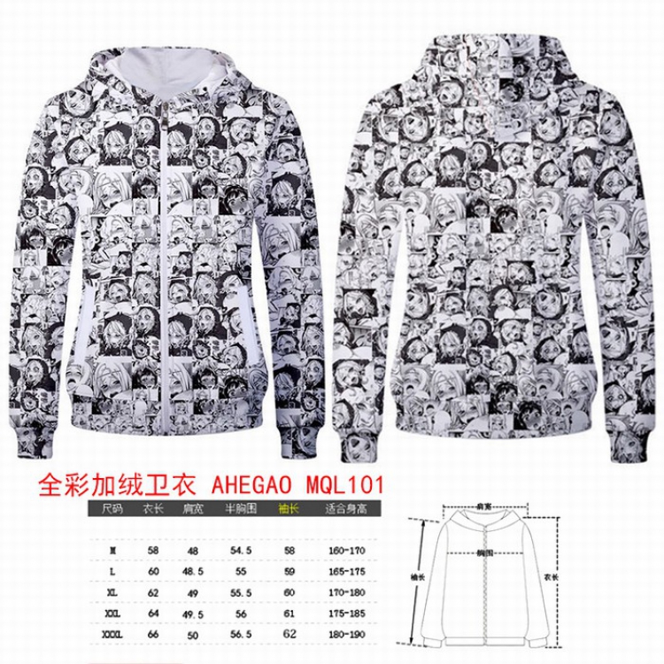 AHEIGAO Full color plus velvet hooded zipper Sweatshirt Hoodie coat M L XL XXL XXXL MQL101