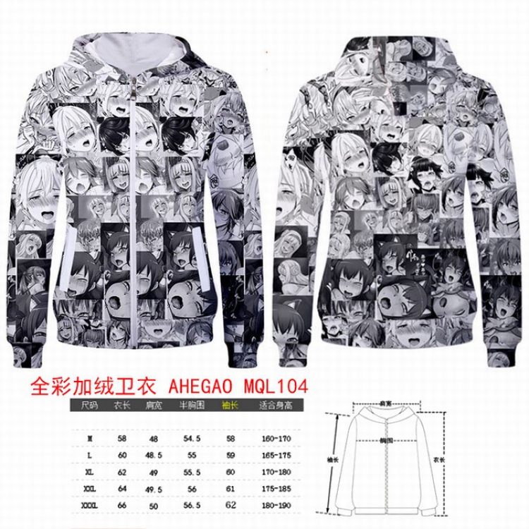 AHEIGAO Full color plus velvet hooded zipper Sweatshirt Hoodie coat M L XL XXL XXXL MQL104