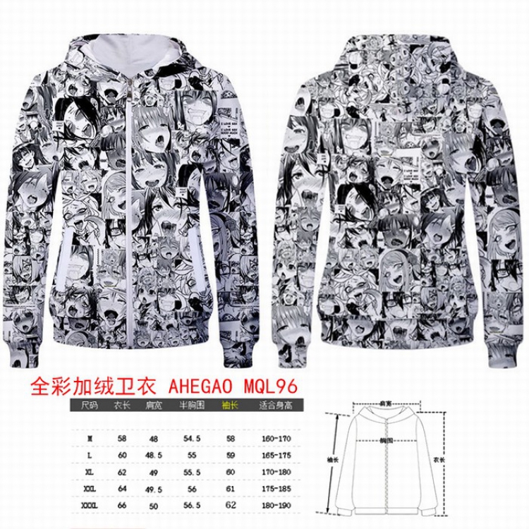 AHEIGAO Full color plus velvet hooded zipper Sweatshirt Hoodie coat M L XL XXL XXXL MQL96