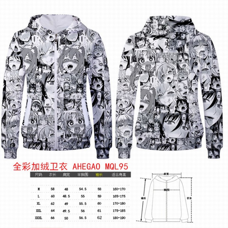 AHEIGAO Full color plus velvet hooded zipper Sweatshirt Hoodie coat M L XL XXL XXXL MQL95