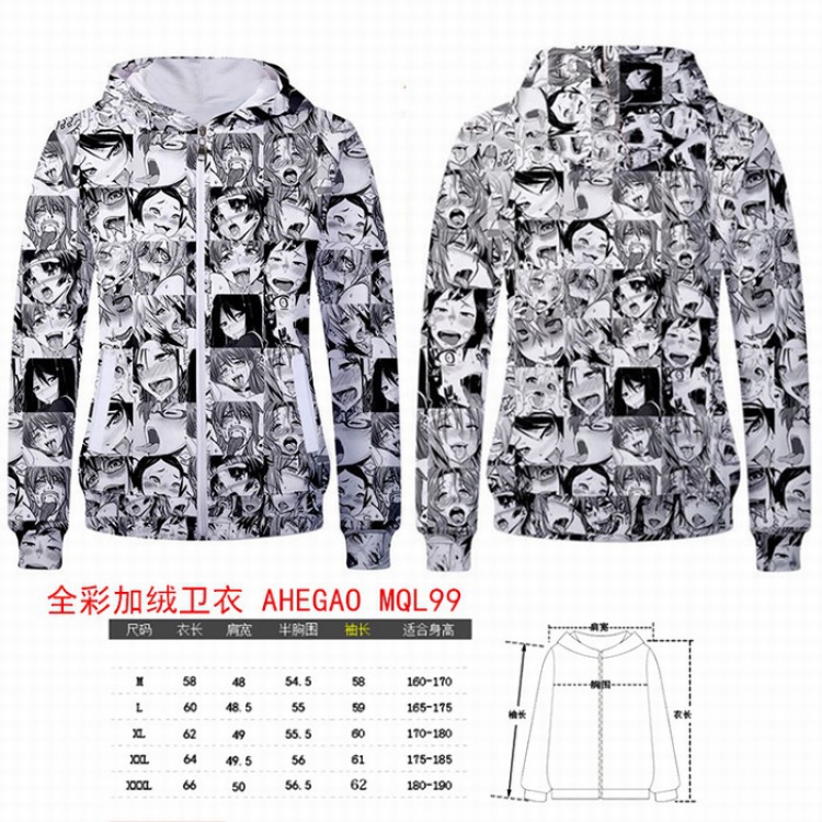 AHEIGAO Full color plus velvet hooded zipper Sweatshirt Hoodie coat M L XL XXL XXXL MQL99