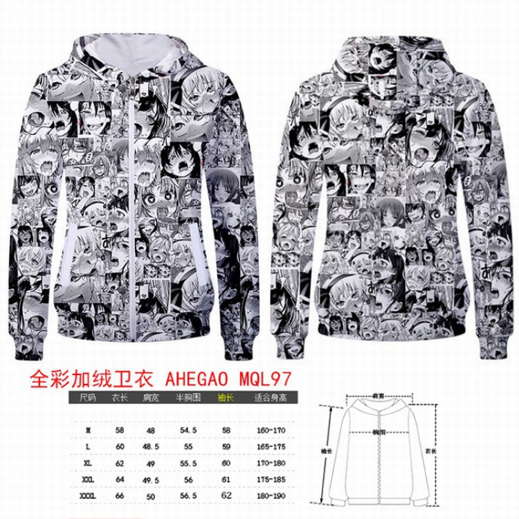 AHEIGAO Full color plus velvet hooded zipper Sweatshirt Hoodie coat M L XL XXL XXXL MQL97