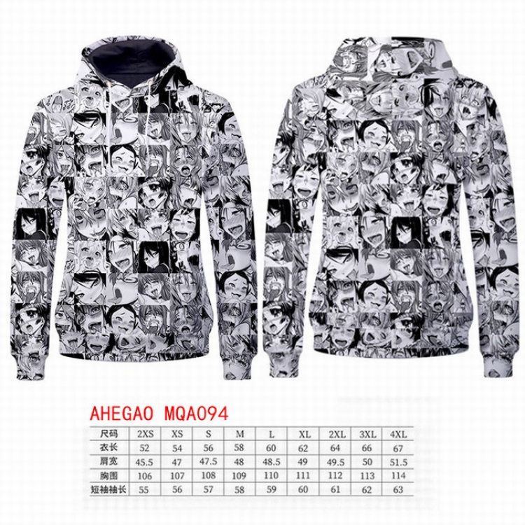 AHEIGAO Full Color Long sleeve Patch pocket Sweatshirt Hoodie 9 sizes from XXS to XXXXL MQA094