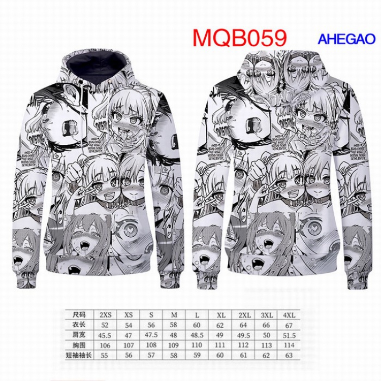 AHEIGAO Full Color Long sleeve Patch pocket Sweatshirt Hoodie 9 sizes from XXS to XXXXL MQB059