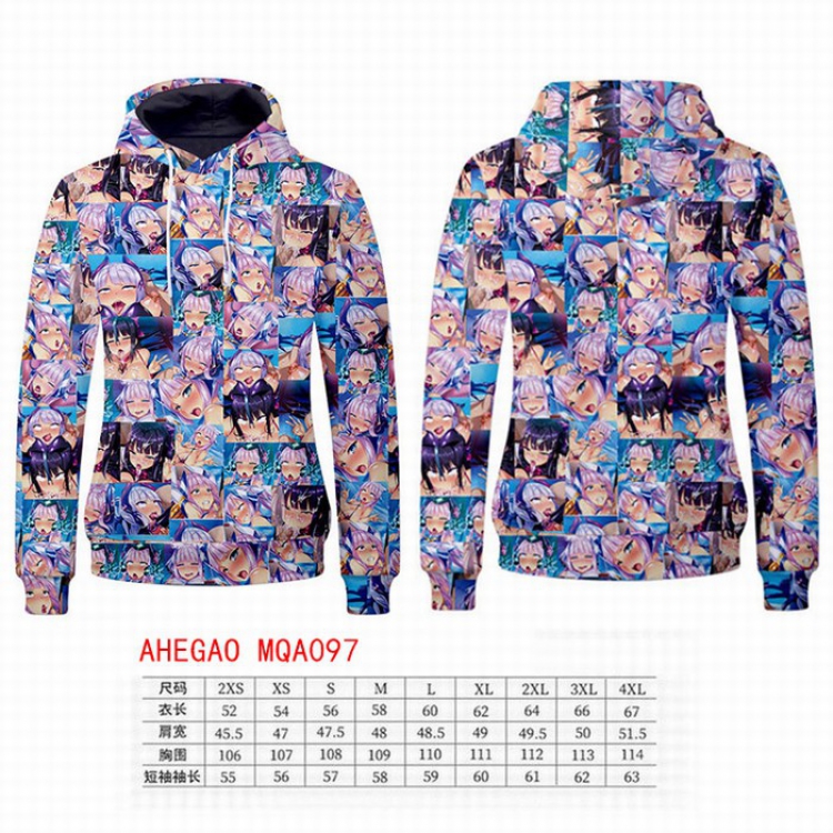 AHEIGAO Full Color Long sleeve Patch pocket Sweatshirt Hoodie 9 sizes from XXS to XXXXL MQA097