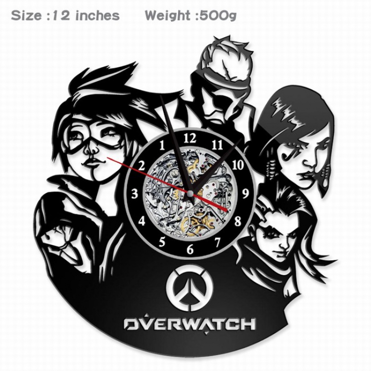 Overwatch Creative painting wall clocks and clocks PVC material No battery Style B