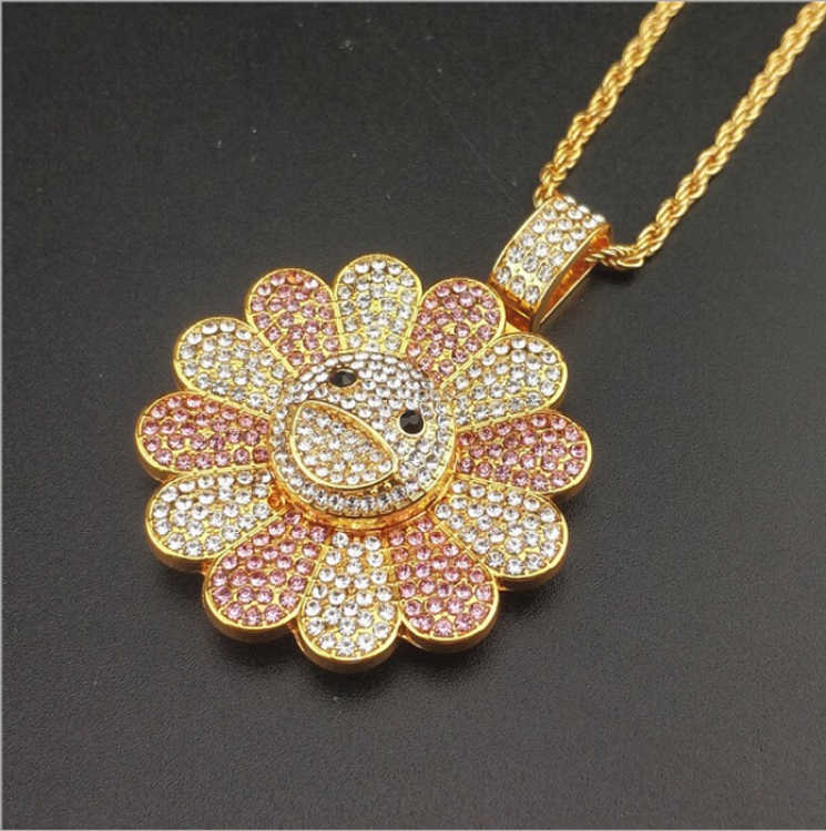 Sun flower Movable rotation Alloy plating Necklace pendant Style A