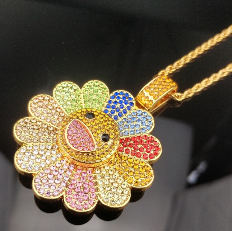 Sun flower Movable rotation Alloy plating Necklace pendant Style B