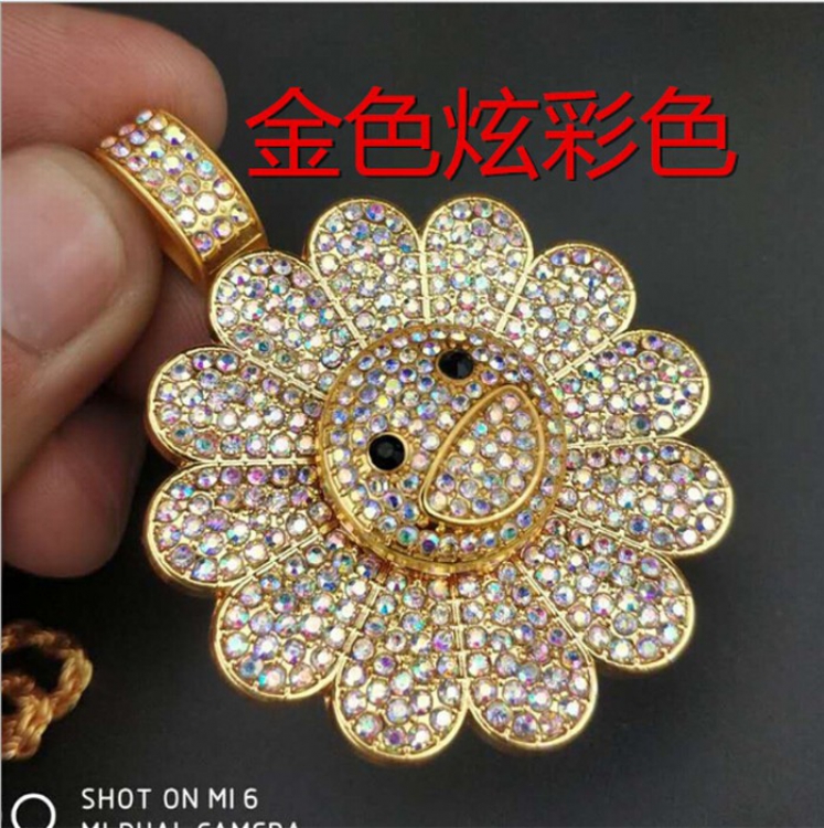 Sun flower Movable rotation Alloy plating Necklace pendant Style D