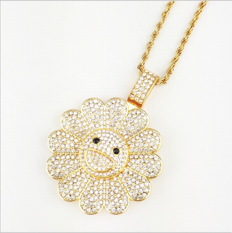 Sun flower Movable rotation Alloy plating Necklace pendant Style E