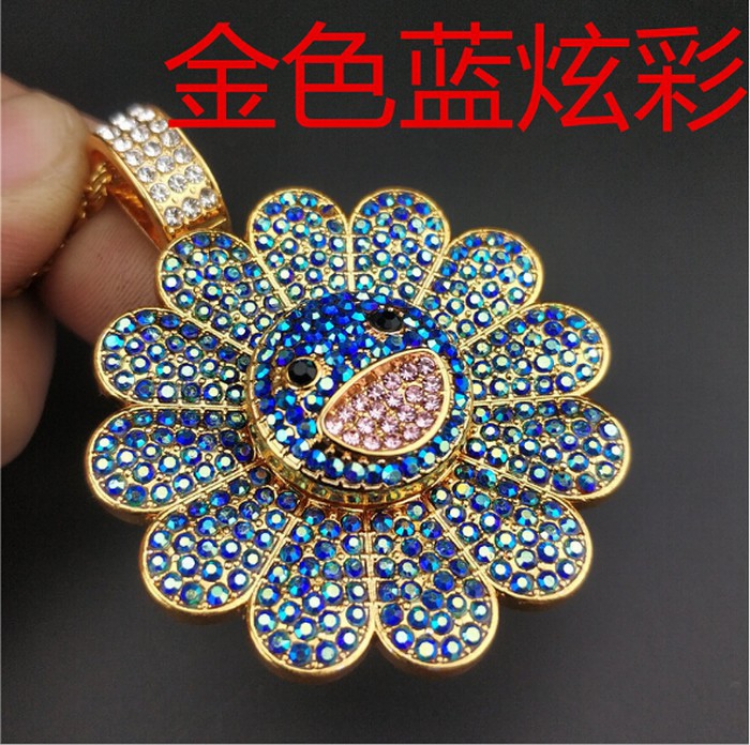 Sun flower Movable rotation Alloy plating Necklace pendant Style F