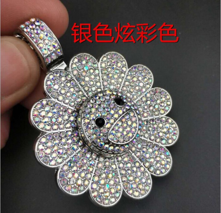 Sun flower Movable rotation Alloy plating Necklace pendant Style J
