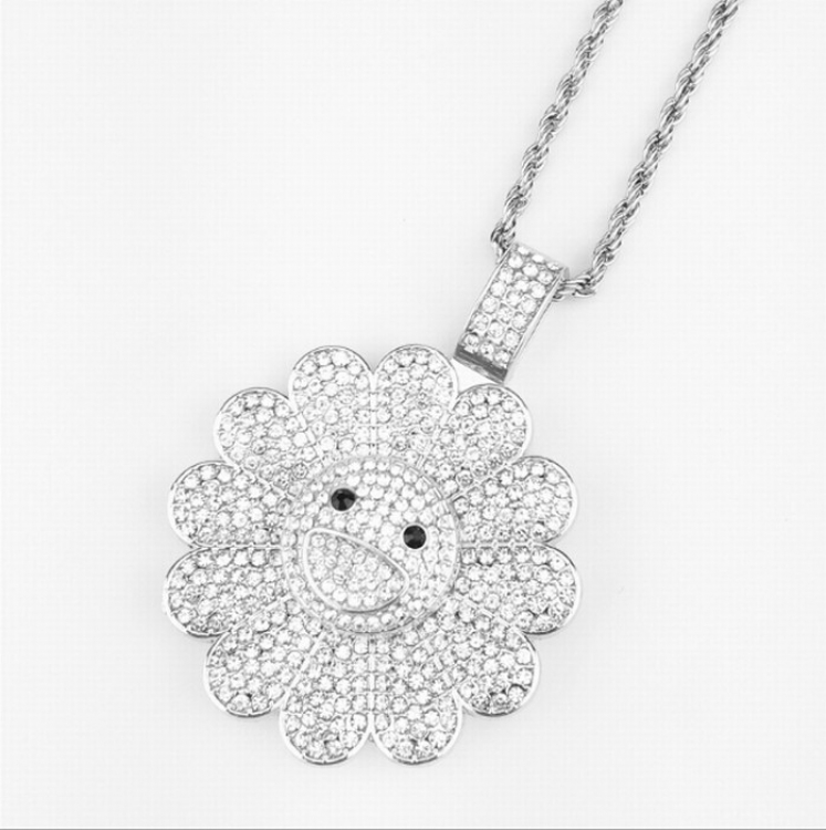 Sun flower Movable rotation Alloy plating Necklace pendant Style K