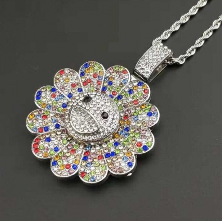 Sun flower Movable rotation Alloy plating Necklace pendant Style I