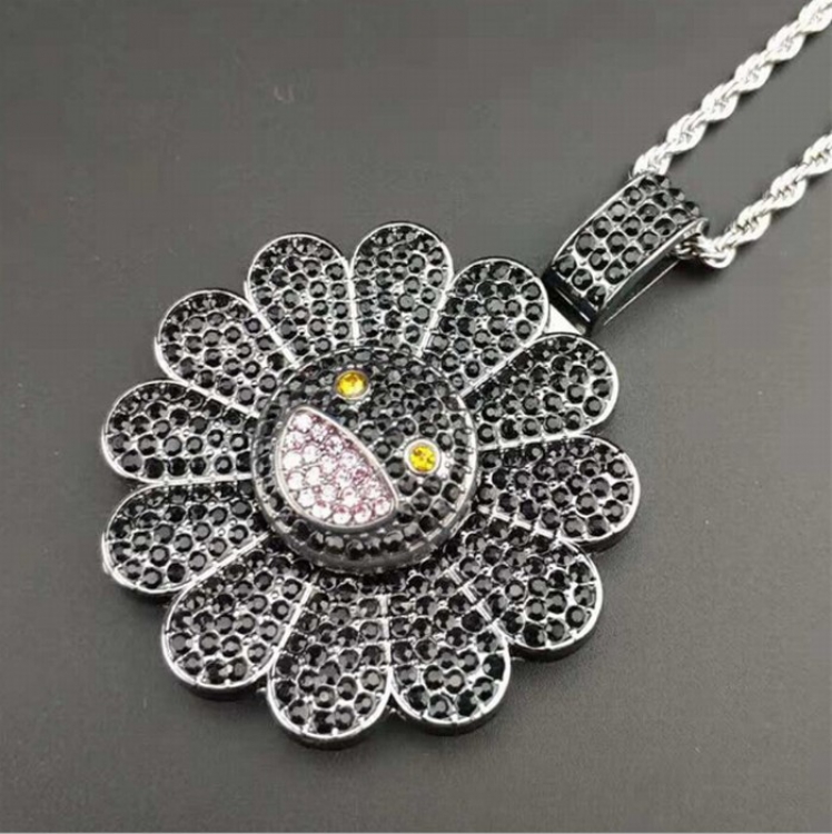 Sun flower Movable rotation Alloy plating Necklace pendant Style M