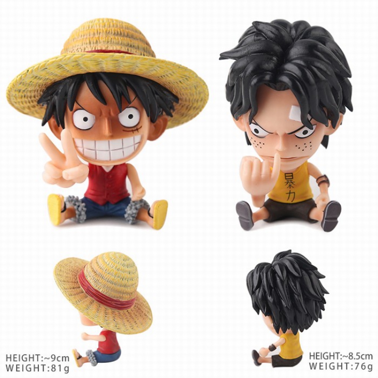 One Piece Portgas D Ace Luffy a set of 2 Bagged Figure Decoration 8.5CM