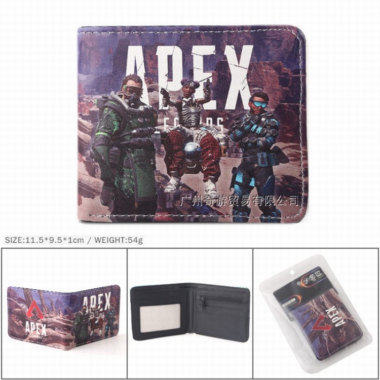 Apex Legends Full color Twill two-fold short wallet Purse 11.5X9.5X1CM 54G Style B