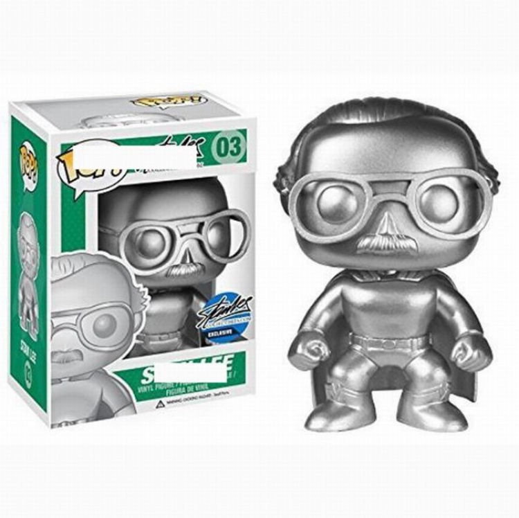 Funko pop 03 Silver Stan Lee Boxed Figure Decoration 10CM