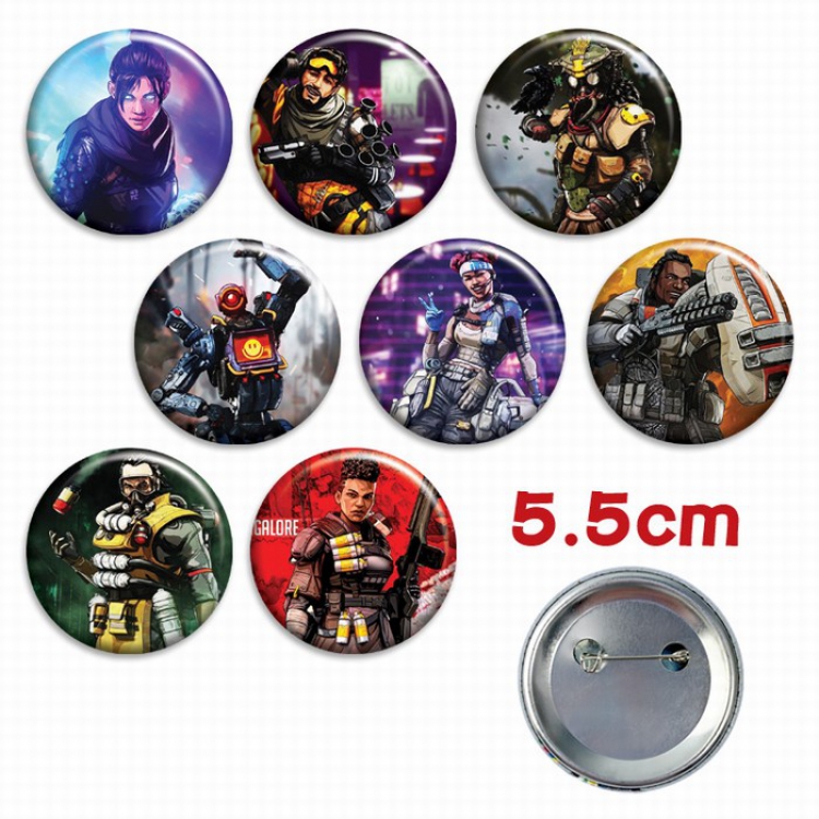 Apex Legends a set of 8 Tinplate Badge Brooch 5.5CM Style A