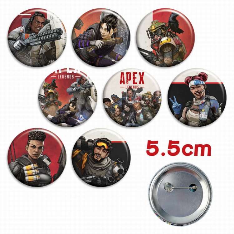 Apex Legends a set of 8 Tinplate Badge Brooch 5.5CM Style D