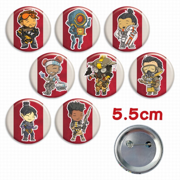 Apex Legends a set of 8 Tinplate Badge Brooch 5.5CM Style E