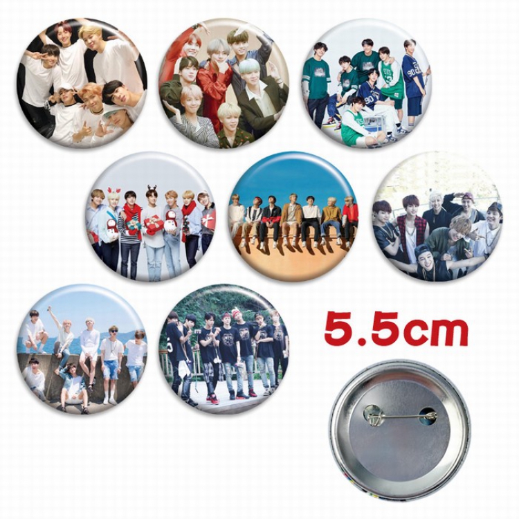 BTS a set of 8 Tinplate Badge Brooch 5.5CM Style H