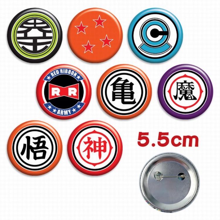 DRAGON BALL a set of 8 Tinplate Badge Brooch 5.5CM Style B