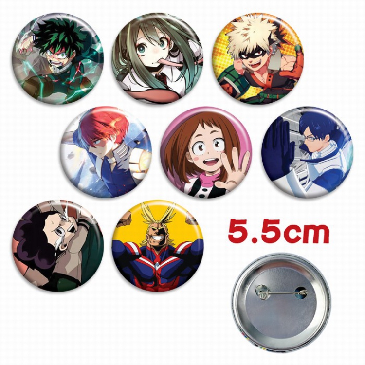 My Hero Academia a set of 8 Tinplate Badge Brooch 5.5CM Style A
