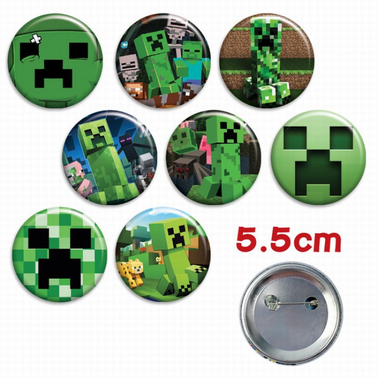 Minecraft a set of 8 Tinplate Badge Brooch 5.5CM Style B
