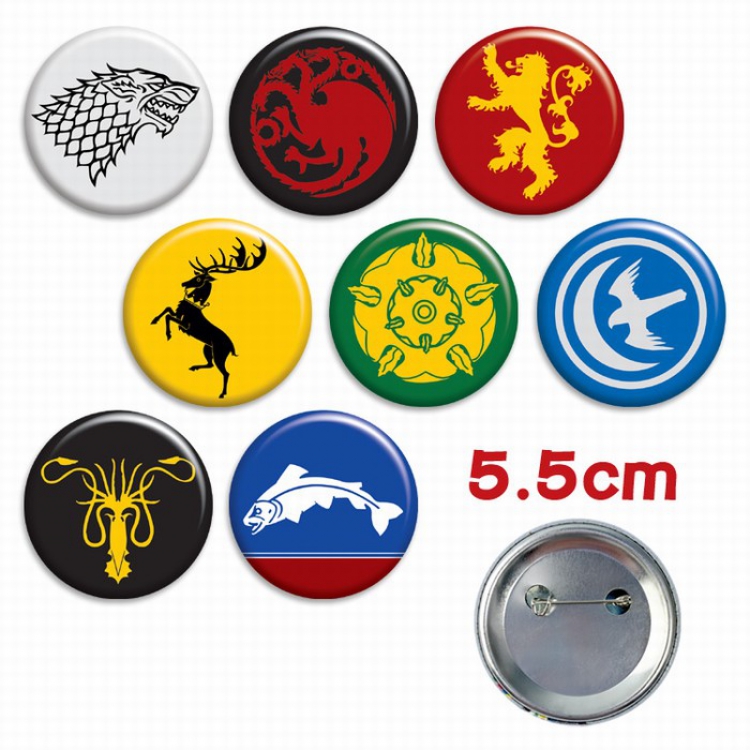 Game of Thrones a set of 8 Tinplate Badge Brooch 5.5CM Style A