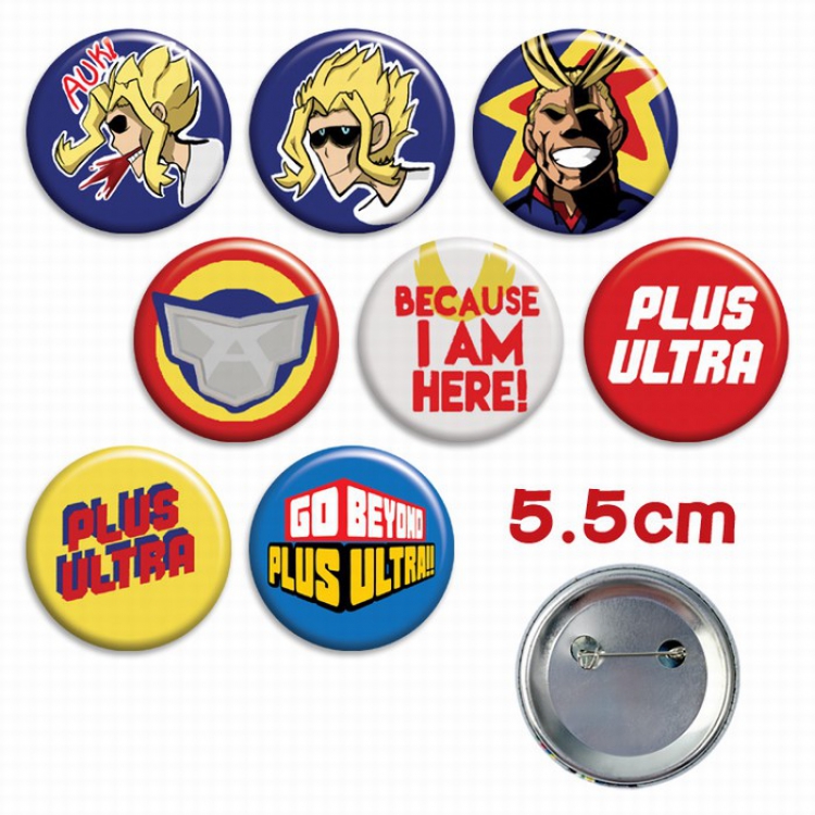 My Hero Academia a set of 8 Tinplate Badge Brooch 5.5CM Style E