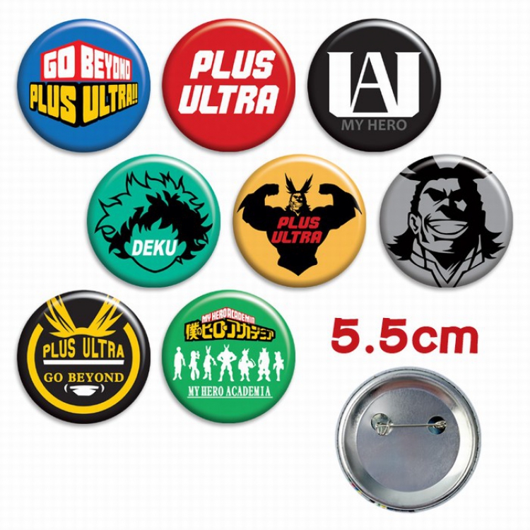 My Hero Academia a set of 8 Tinplate Badge Brooch 5.5CM Style C