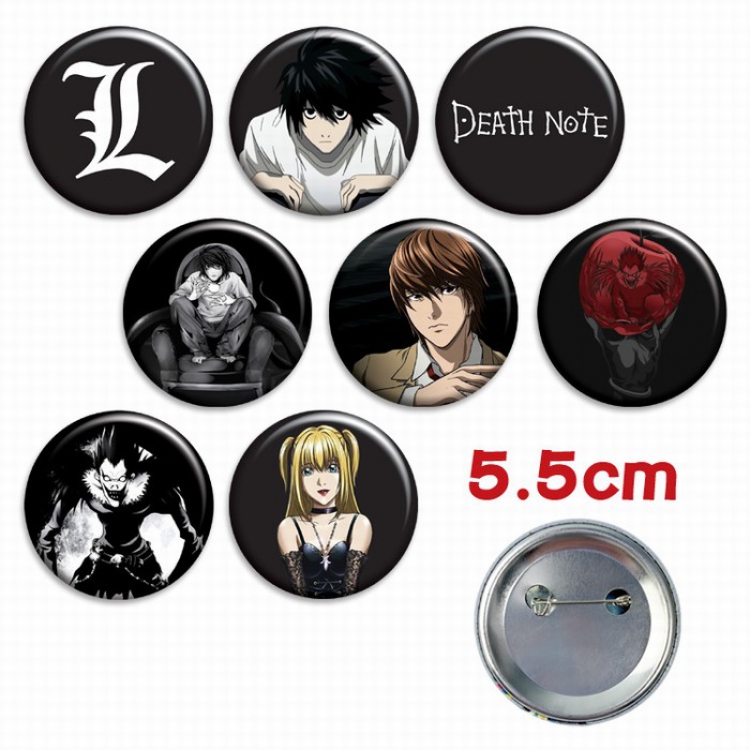 Death note a set of 8 Tinplate Badge Brooch 5.5CM Style B