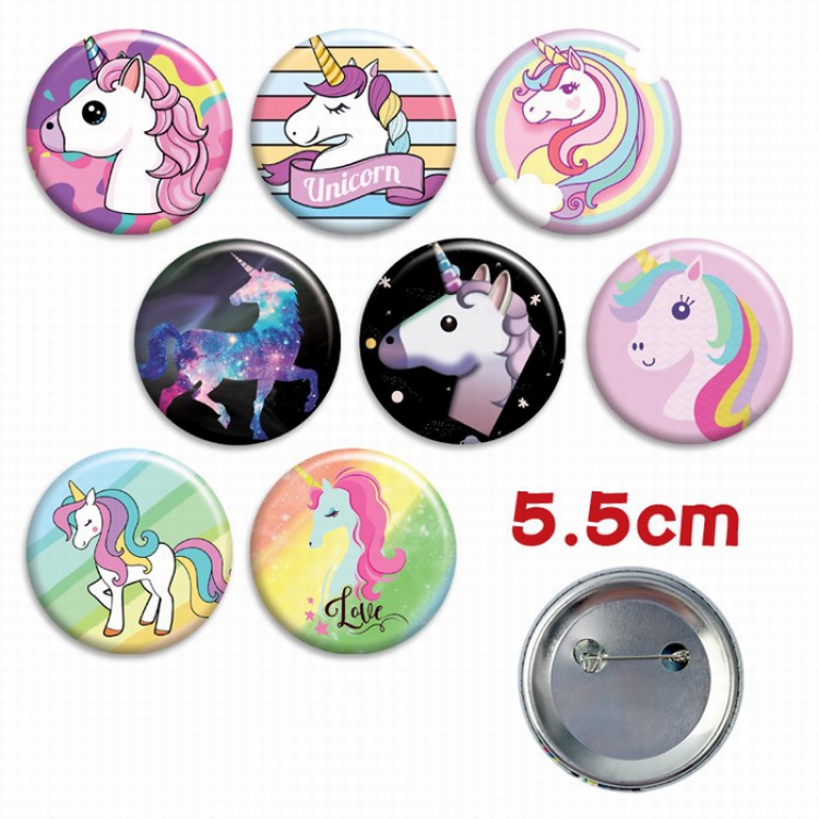 Unicorn a set of 8 Tinplate Badge Brooch 5.5CM Style A