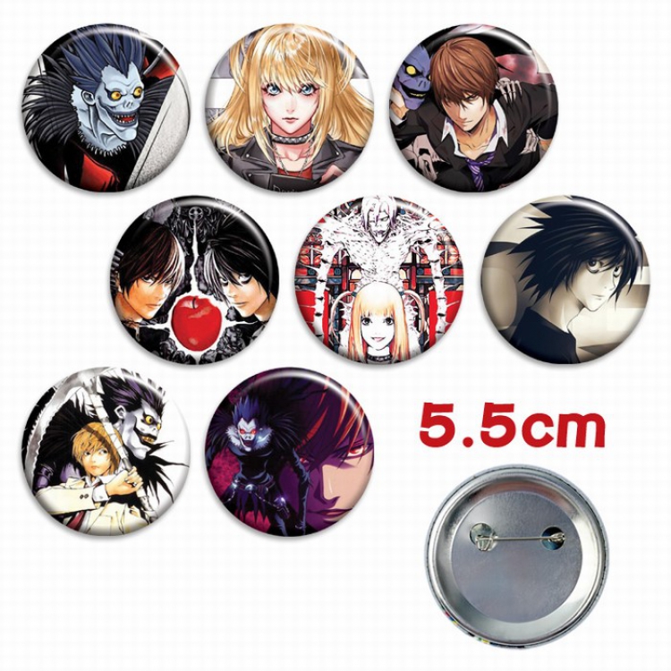 Death note a set of 8 Tinplate Badge Brooch 5.5CM Style A