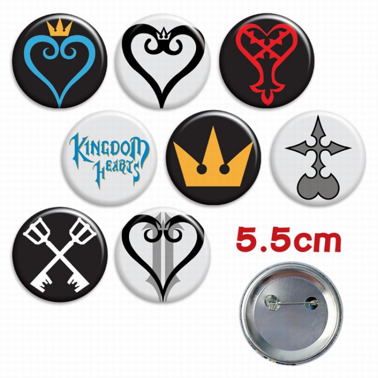kingdom hearts a set of 8 Tinplate Badge Brooch 5.5CM Style A