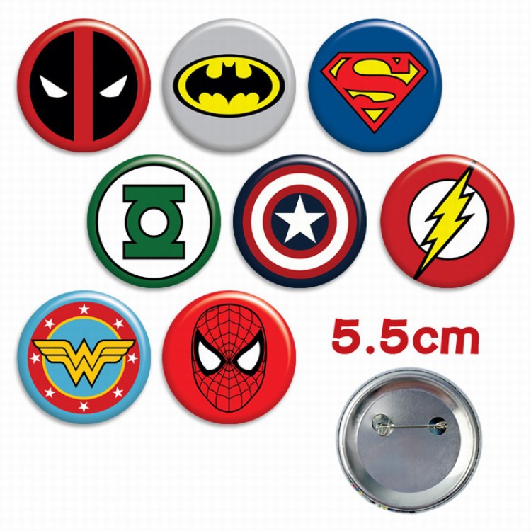 Super hero a set of 8 Tinplate Badge Brooch 5.5CM Style A