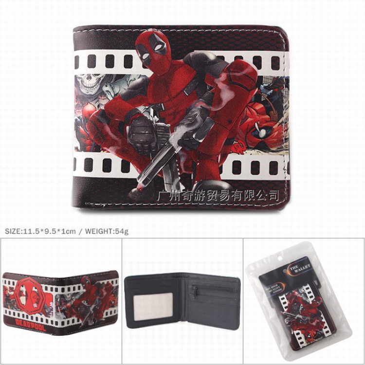 Deadpool Full color Twill two-fold short wallet Purse 11.5X9.5X1CM 54G 