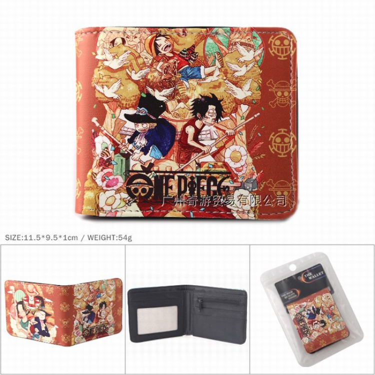 One Piece Full color Twill two-fold short wallet Purse 11.5X9.5X1CM 54G 