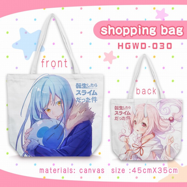 That Time I Got Reincarnated as a Slime One-shoulder canvas zipper shopping bag 45X35CM HGWD030