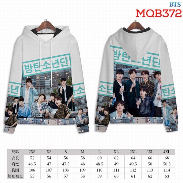 BTS Full Color Long sleeve Patch pocket Sweatshirt Hoodie 9 sizes from XXS to XXXXL MQB372