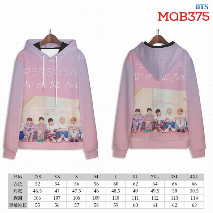 BTS Full Color Long sleeve Patch pocket Sweatshirt Hoodie 9 sizes from XXS to XXXXL MQB375