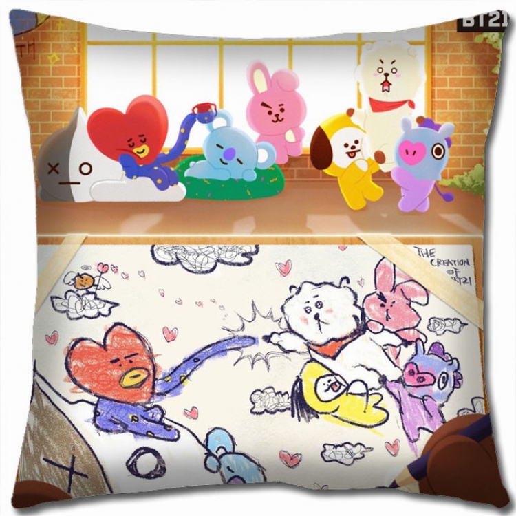 BTS BT21 Double-sided full color Pillow Cushion 45X45CM BS-344 NO FILLING